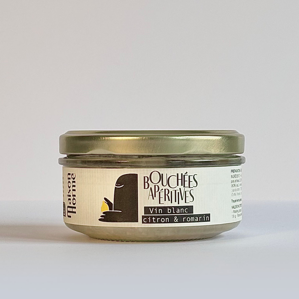 Bouchées apéritives vin blanc, citron et romarin