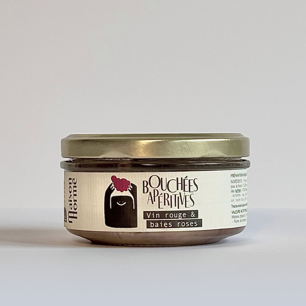 Bouchées apéritives vin rouge & baies roses